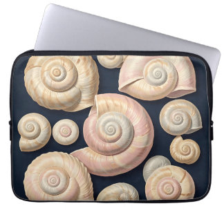 Capa Para Notebook Coleção de Conchas Marinhas Espirais Bege Rosa Náu