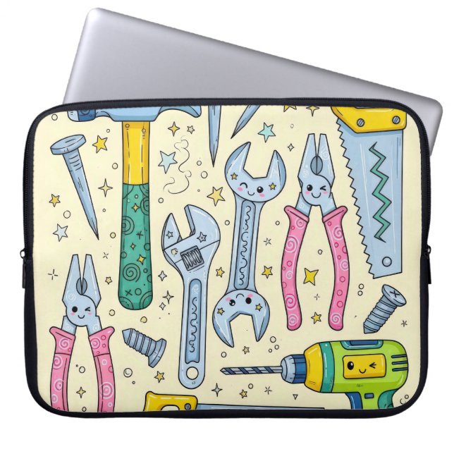 Capa Para Notebook Coleção de Ferramentas DIY Doodle (Frente)