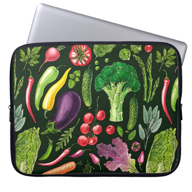 Capa Para Notebook Colheita de hortas e herbáceas em preto (Frente)