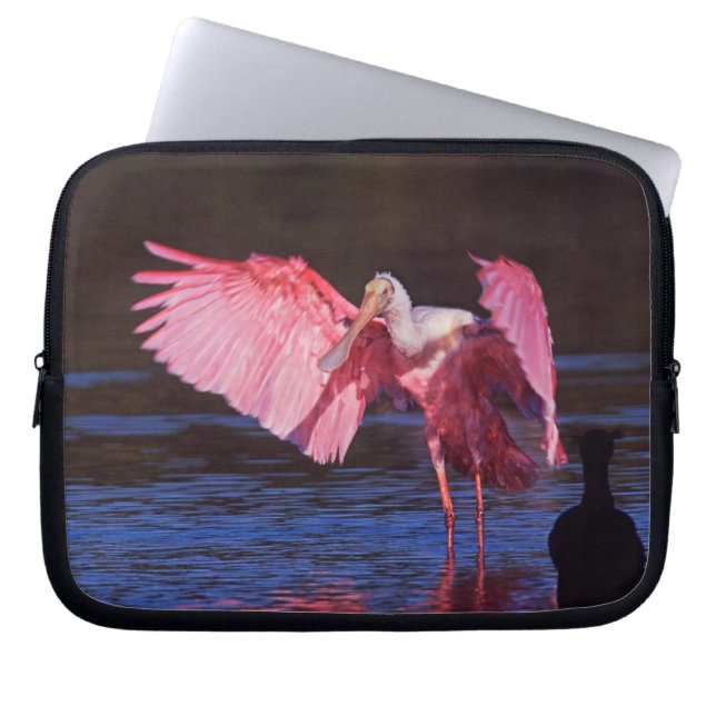 Capa Para Notebook Colhereiro (Ajaia ajaja) com Cormorão (Frente)