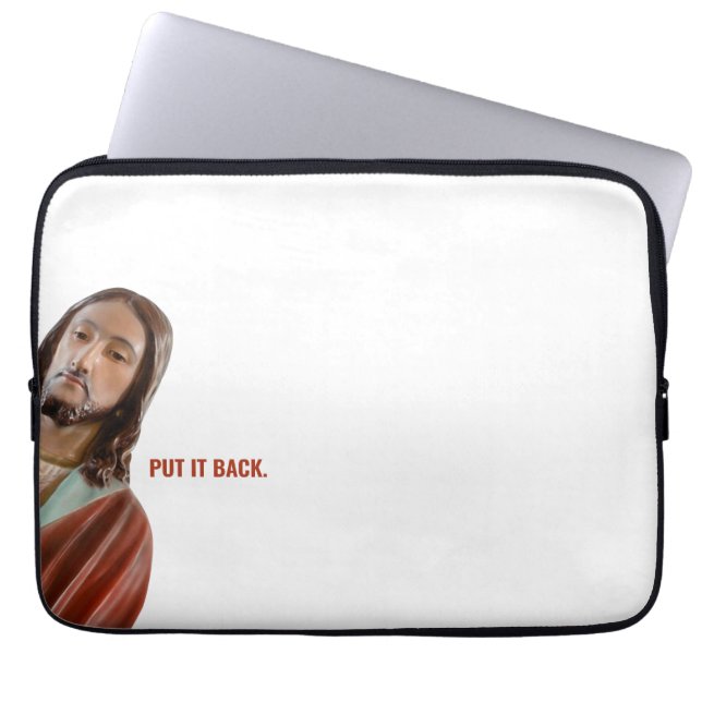 Capa Para Notebook Coloque De Volta Jesus Engraçado No Fundo Branco (Frente)