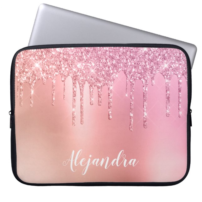 Capa Para Notebook Coloração rosa-rosa-belíssima pingos de ouro e cob (Frente)