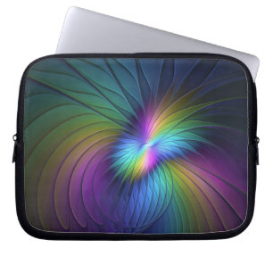 Capa Para Notebook Colorida Com Arte Fractal Abstrato Moderna Azul
