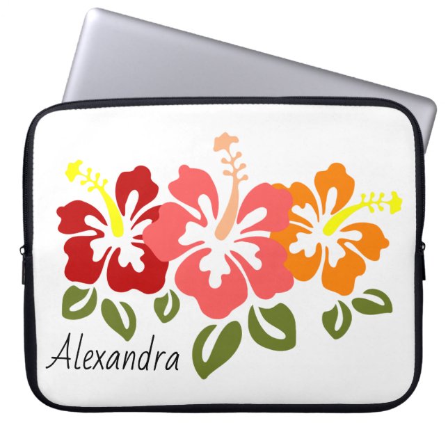 Capa Para Notebook Colorida Hibiscus Trio Personalizada (Frente)