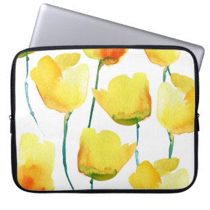 Capa Para Notebook Colorida Tulipas Aquarela: Ilustração Sem Costura