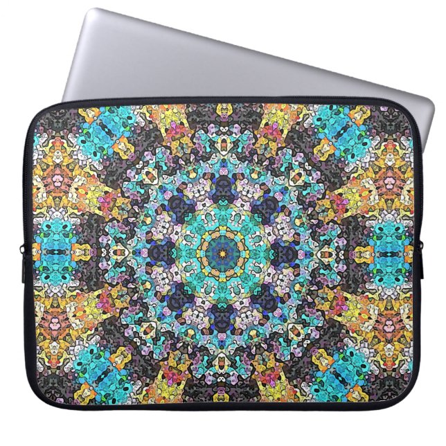 Capa Para Notebook Colorido Grunge Mandala (Frente)