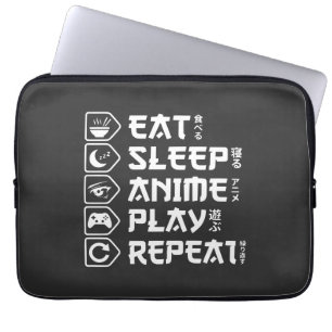 Capa Para Notebook Coma Dormir Anime Jogar Repetir Estilo de Vida Ota