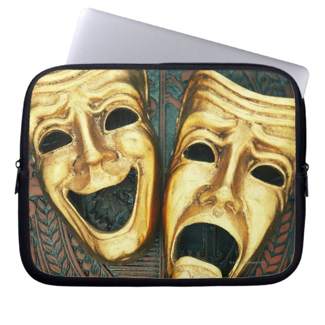 Capa Para Notebook Comédia ouro e máscaras de tragédia sobre padrões (Frente)