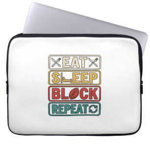 Capa Para Notebook Comer Dormir Bloquear Repetir Camiseta Vintage de 