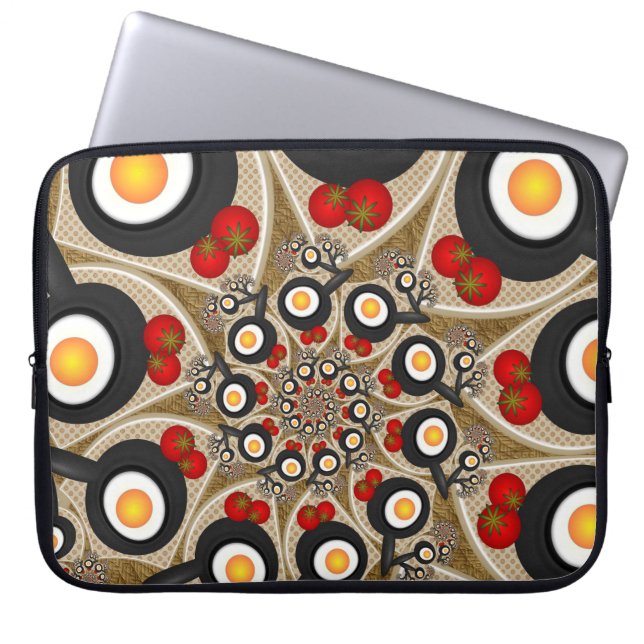 Capa Para Notebook Comida Engraçada De Arte Fractal, Tomates, Ovos (Frente)