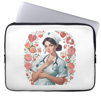 Capa Para Notebook Compassionate Nurse – Elegant Floral Art Illustrat