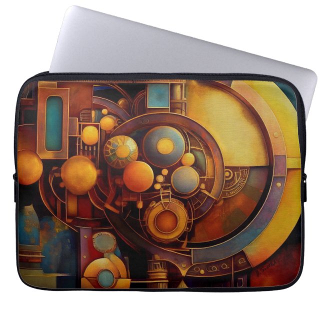 Capa Para Notebook Composição de Orbe Mecânico Steampunk (Frente)