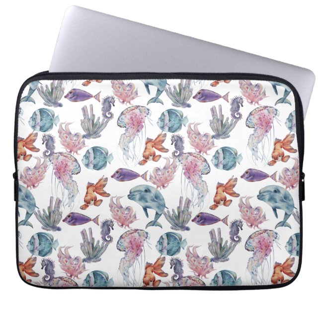 Capa Para Notebook Composição Subaquática em Aquarela Série Design 2  (Frente)