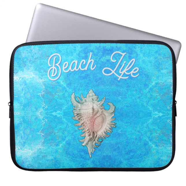 Capa Para Notebook Conch Shell "Beach Life" (Frente)