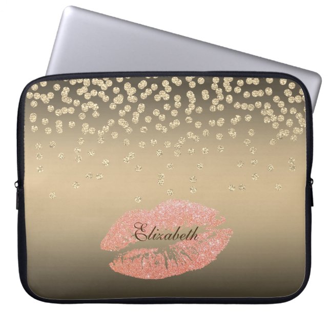 Capa Para Notebook Confeite de Folha Brilhante Ou Diamante ,Lábios-Pe (Frente)