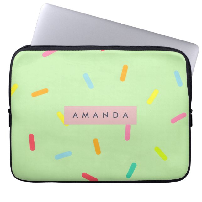 Capa Para Notebook Confete Personalizado de Sprinkles Pastel Verde Me (Frente)