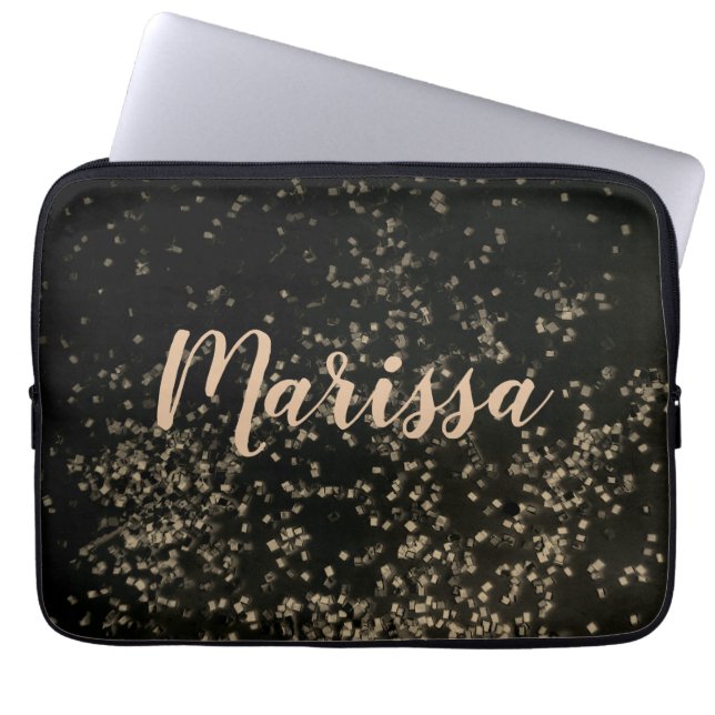 Capa Para Notebook Confetti Dourado Chic Personalizado Divertido (Frente)
