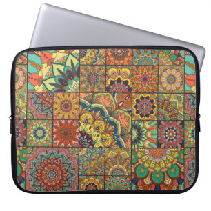 Capa Para Notebook Conjunto de azulejos Boho e padrão perfeito. Siste