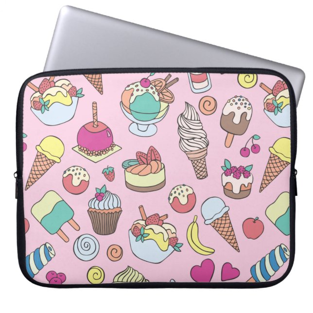 Capa Para Notebook Conjunto de doces diferentes. Padrão de rabisco se (Frente)