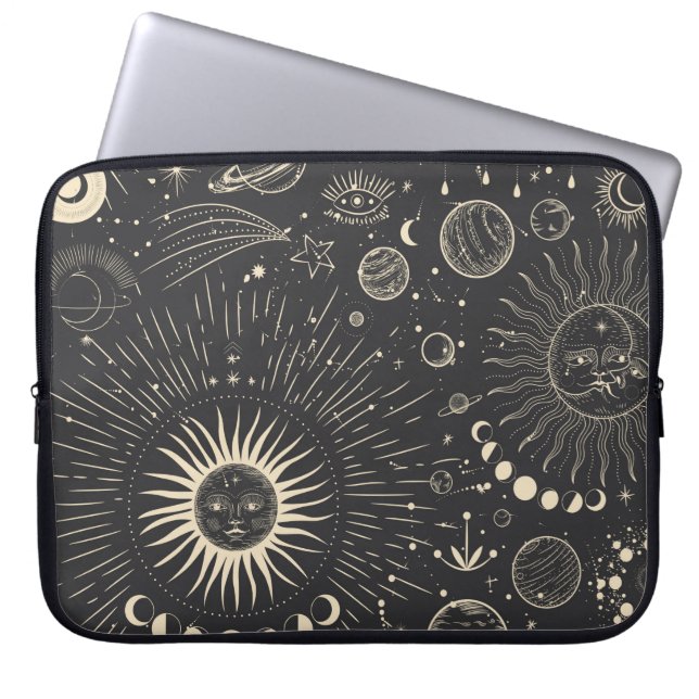Capa Para Notebook Conjunto de ilustrações da safra de fases da lua.  (Frente)