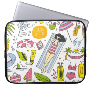 Capa Para Notebook Conjunto de rabiscos de Verão sobre a vintagem de