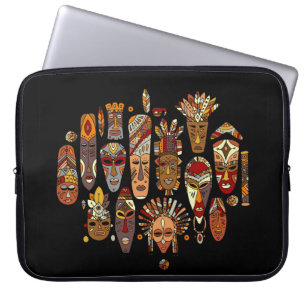 Capa Para Notebook Conjunto étnico de máscara tribal, esboço