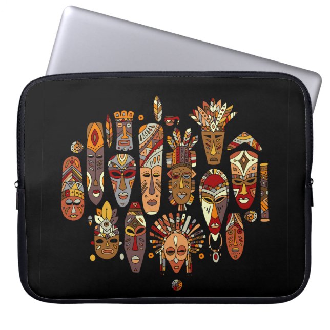 Capa Para Notebook Conjunto étnico de máscara tribal, esboço (Frente)