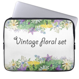 Capa Para Notebook Conjunto floral de vindima