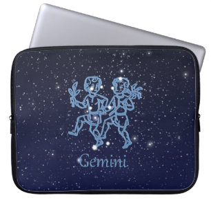 Capa Para Notebook Constelação de Gêmeos e Signo do Zodíaco com Estre