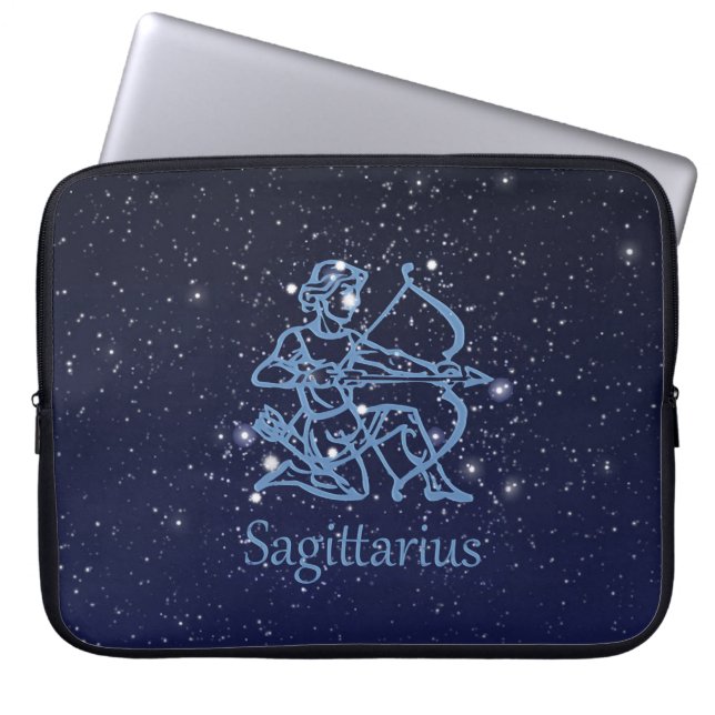 Capa Para Notebook Constelação Sagitário e Sinal Zodiac com Estrelas (Frente)