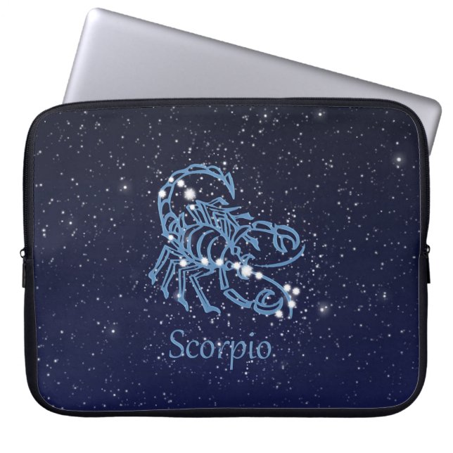 Capa Para Notebook Constelação Scorpio e Sinal Zodiac com Estrelas (Frente)