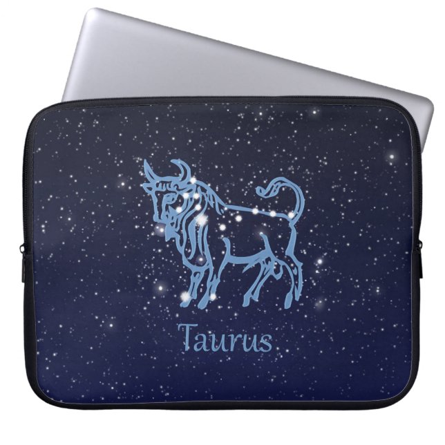 Capa Para Notebook Constelação Taurus e Sinal Zodíaco com Estrelas (Frente)