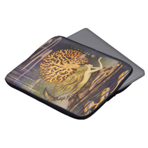 Capa Para Notebook Conto de Fadas Vintage, Pequena Sereia em Coral Oc