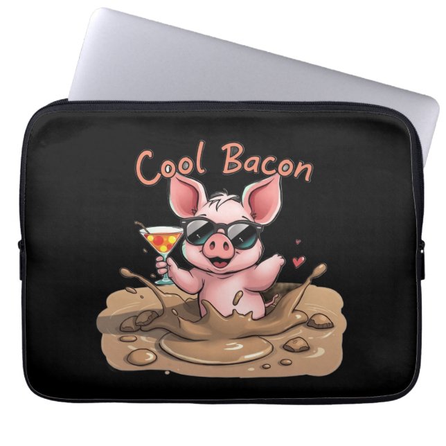 Capa Para Notebook "Cool Bacon" Piglet in Sunglasses (Frente)