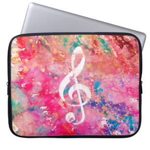 Capa Para Notebook Cor Azul Cor Azul Rosa Pintor Música Nota Clef