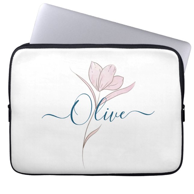 Capa Para Notebook Cor d'água do esboço floral personalizada (Frente)