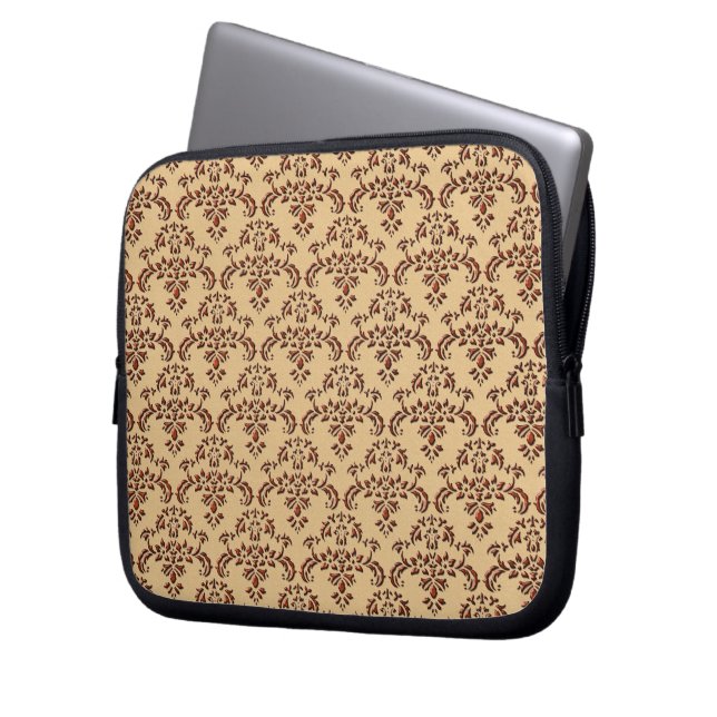 Capa Para Notebook Cor damasco bege e castanho (Frente Esquerda)