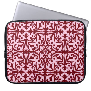 Capa Para Notebook Cor damasco Ikat - Borgonha e Rosa