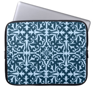 Capa Para Notebook Cor damasco Ikat - Índio escuro e azul claro
