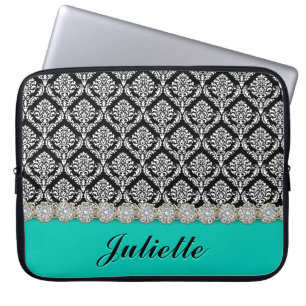 Capa Para Notebook Cor damasco Negra Preta da Flor Diamante