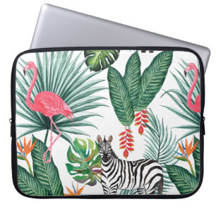 Capa Para Notebook Cor das folhas tropicais do flamingo zebra moderna
