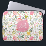 Capa Para Notebook Cor de Coral Cor de Rosa Padrão Floral Nome do Mon<br><div class="desc">Bolsa de laptop feminina quítica romântica com cor d'água pálida cor-de-água, cor-de-rosa pálido, coral, amarelo, azul e mão verde pintada florescimento e folhagem. Personalize-o com seu monograma e nome em um tipo elegante de caligrafia de script editável! pode ser um presente de aniversário personalizado bonito para seu namorada / esposa...</div>
