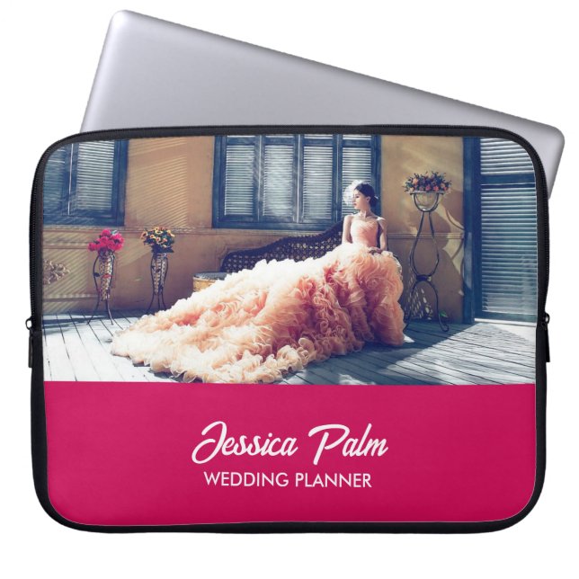 Capa Para Notebook Cor-de-rosa de casamento de fotos personalizadas (Frente)