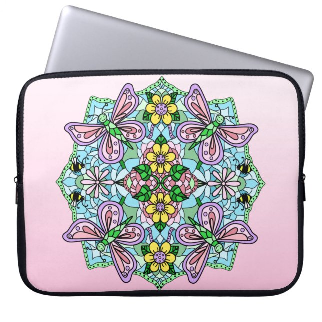 Capa Para Notebook Cor-de-rosa e azul clara Laptop Mandala (Frente)