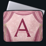 Capa Para Notebook Cor-de-rosa-pincel e borgonha Cortinas Monograma N<br><div class="desc">Cor-de-rosa e borgonha cortina uma maleta de monograma cintilante. Esse caso pode ser personalizado para incluir seu nome inicial e próprio.</div>