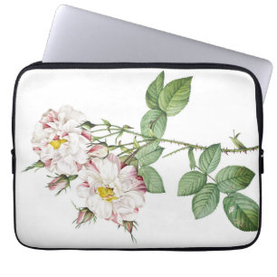 Capa Para Notebook Cor de rosa-rosa e branco botânico vítreo
