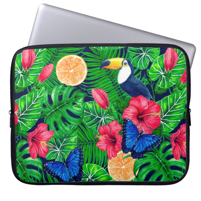 Capa Para Notebook Cor do tucano e do jardim tropical (Frente)