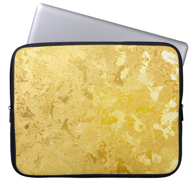 Capa Para Notebook cor dourada abstrato pintada em superfície bruta b (Frente)
