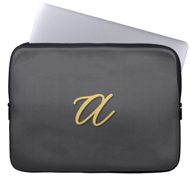 Capa Para Notebook Cor Monograma Dourado Cinza Profissional (Frente)
