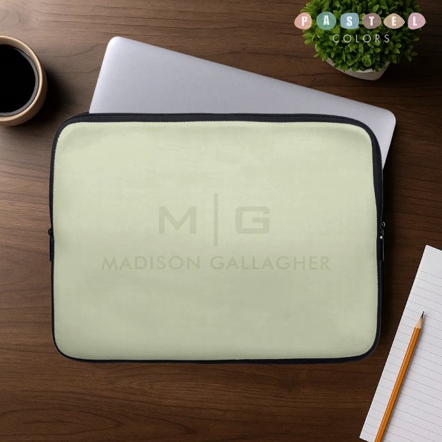Capa Para Notebook Cor Sólida Verde Musgo Sage Pastel Luz Suave (Solid Soft Light Pastel Sage Moss Green Color Laptop Sleeve
)